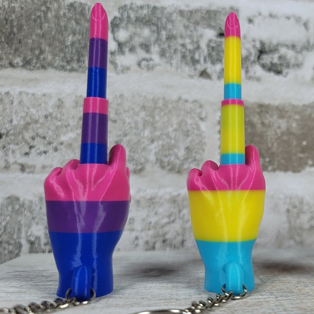 Collapsing Middle Finger Keychain | PRIDE EDITION | Sensory Toy | Fun Fidget Toy - Picture 4 of 4